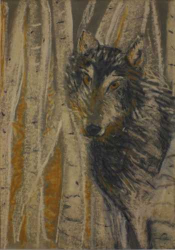 Abbildung: Wolf I, 2008, 100x70 cm, Öl auf Karton von Brigitta C. Quast