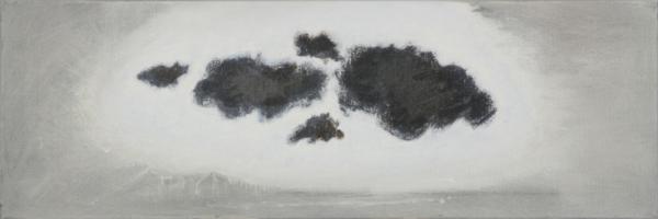 Abbildung: Fünf schwarze Wolken, 2007, 30x90 cm, Öl auf Leinwand von Brigitta C. Quast