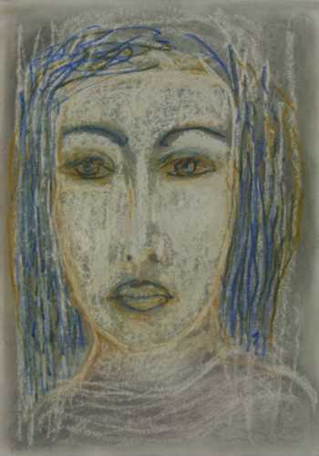 Abbildung: Wolfsfrau, 2006, 100x70 cm, Öl auf Karton von Brigitta C. Quast